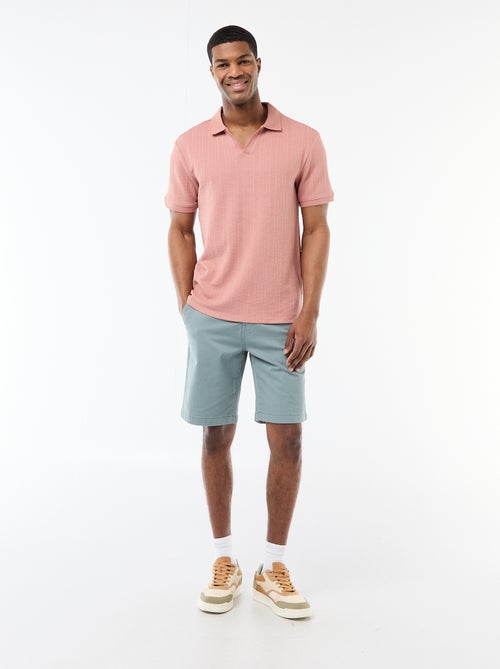 Honeycomb Knit Short-Sleeve Polo Shirt - Kiabi