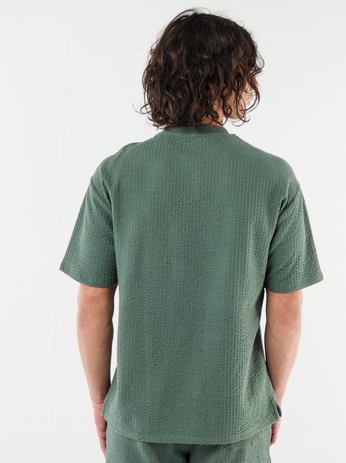 Honeycomb Knit Short-Sleeve Printed T-shirt - Kiabi