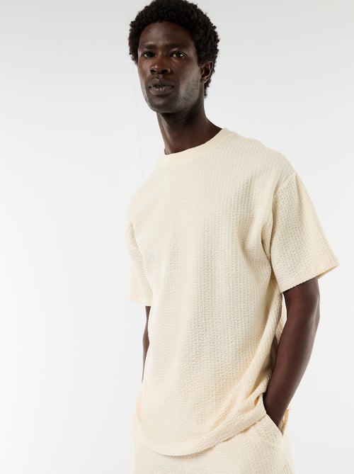 Honeycomb Knit Short-Sleeve Printed T-shirt - Kiabi