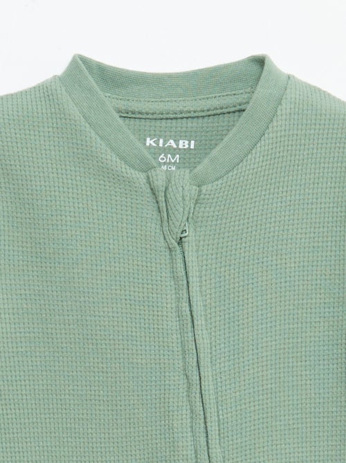 Honeycomb Knit Zip-Up Sleepsuit - Kiabi