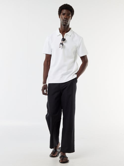 Honeycomb polo shirt with zip collar - Kiabi