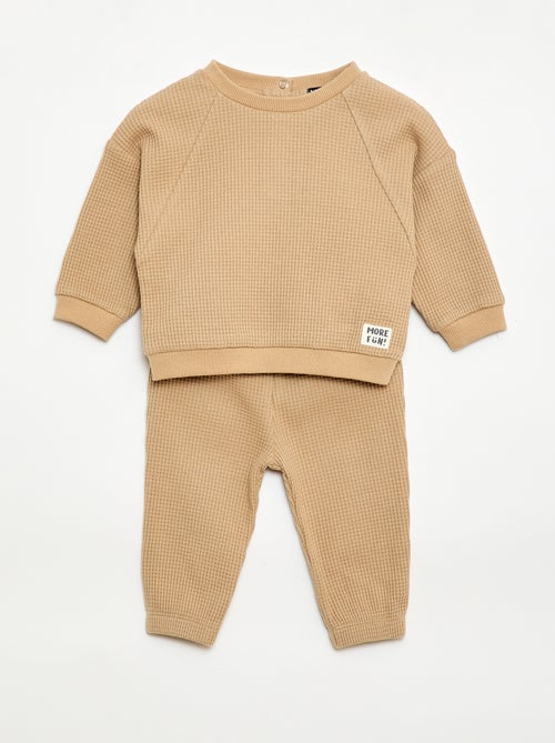 Honeycomb sweatshirt + trousers set - 2 pieces - Kiabi