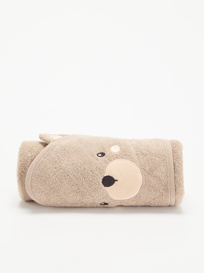 Hooded bath cape with animal ears Beige - Kiabi