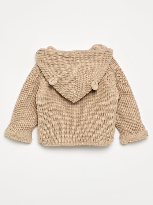 Hooded cardigan with fleecy lining - Kiabi