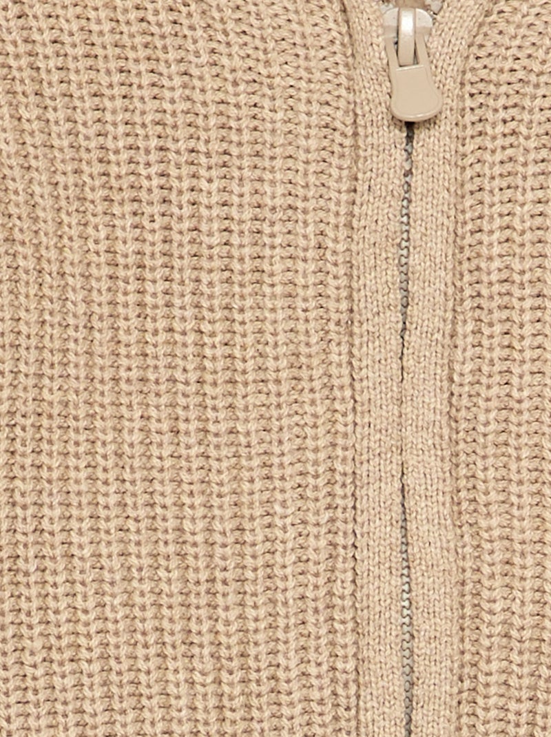 Hooded cardigan with fleecy lining Beige - Kiabi