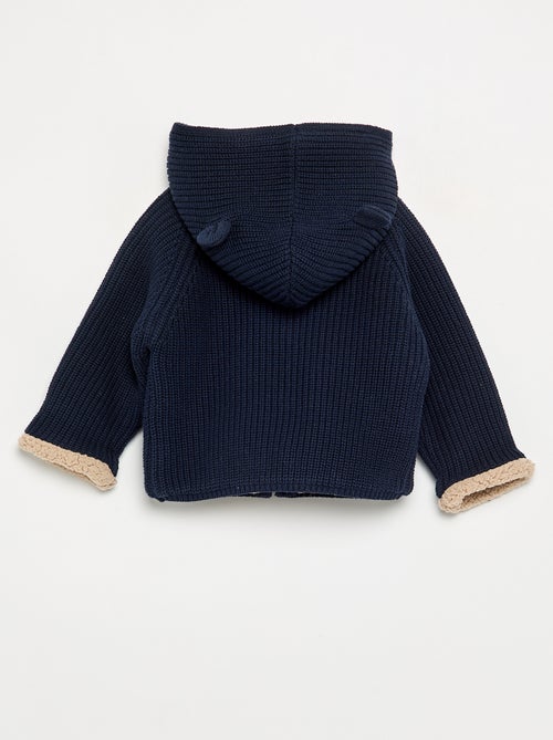 Hooded cardigan with fleecy lining - Kiabi