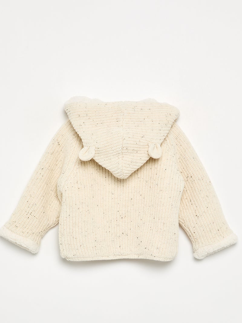 Hooded cardigan with fleecy lining White - Kiabi