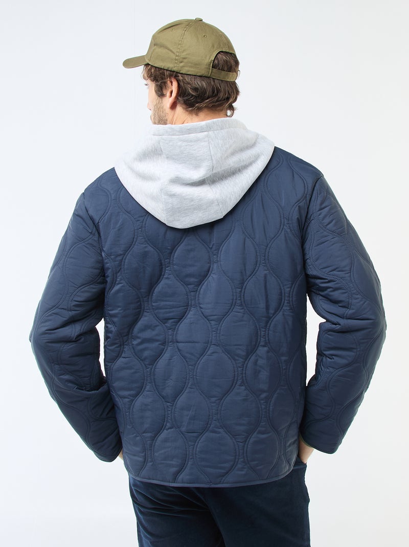 Hooded Jacket with Removable Fleece Bib Blue - Kiabi