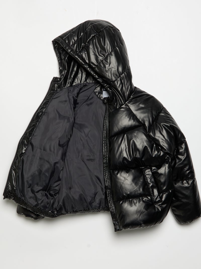 Hooded Padded Jacket Black - Kiabi