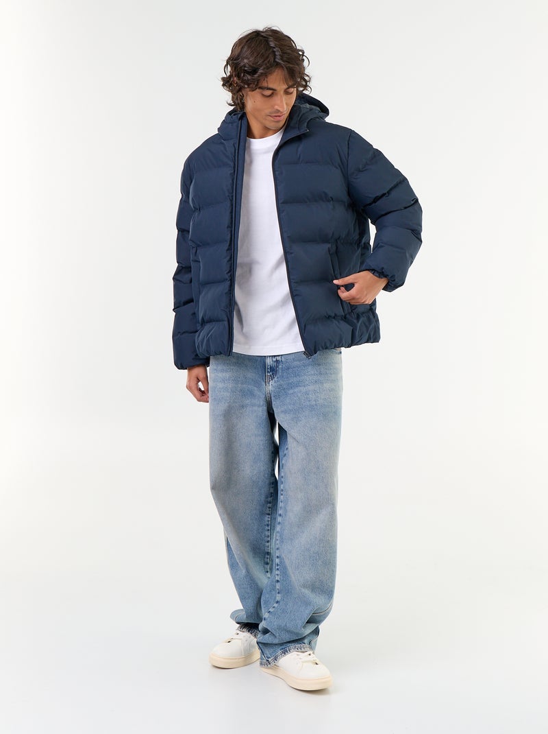 Hooded Padded Jacket Blue - Kiabi