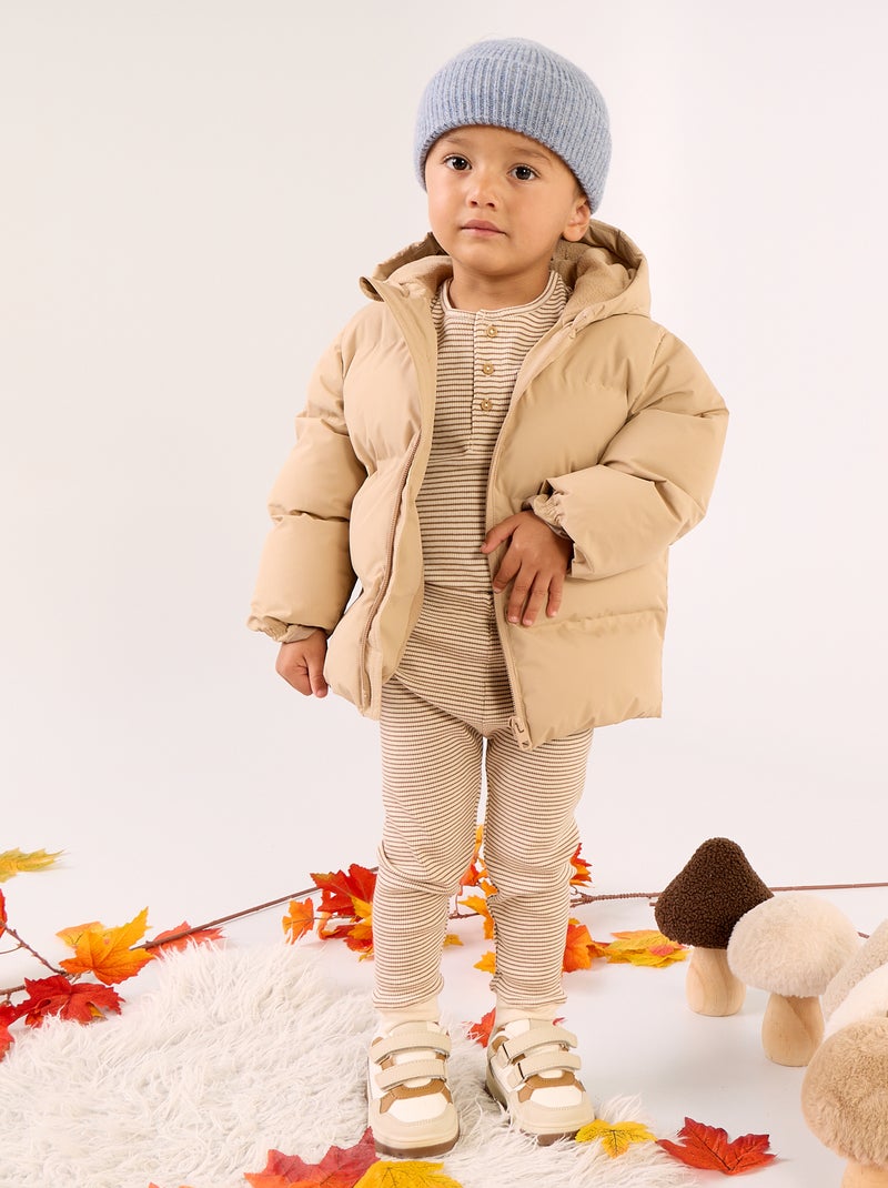 Hooded Padded Puffer Jacket Beige - Kiabi