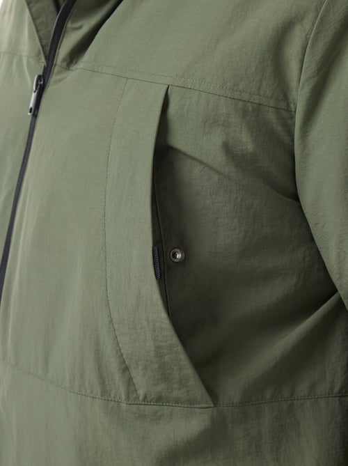 Hooded Parka with Double Entry Patch Pockets with Fleece Lining - Kiabi