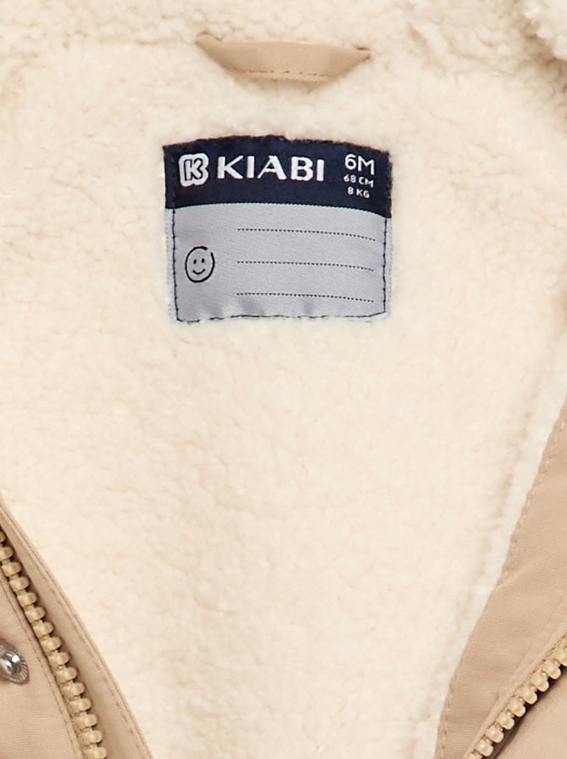 Hooded Parka with Sherpa Lining Beige - Kiabi