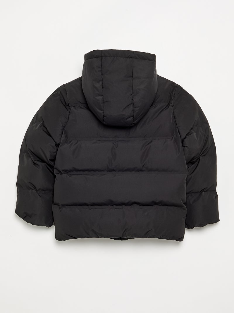 Hooded Quilted Puffer Jacket Black - Kiabi