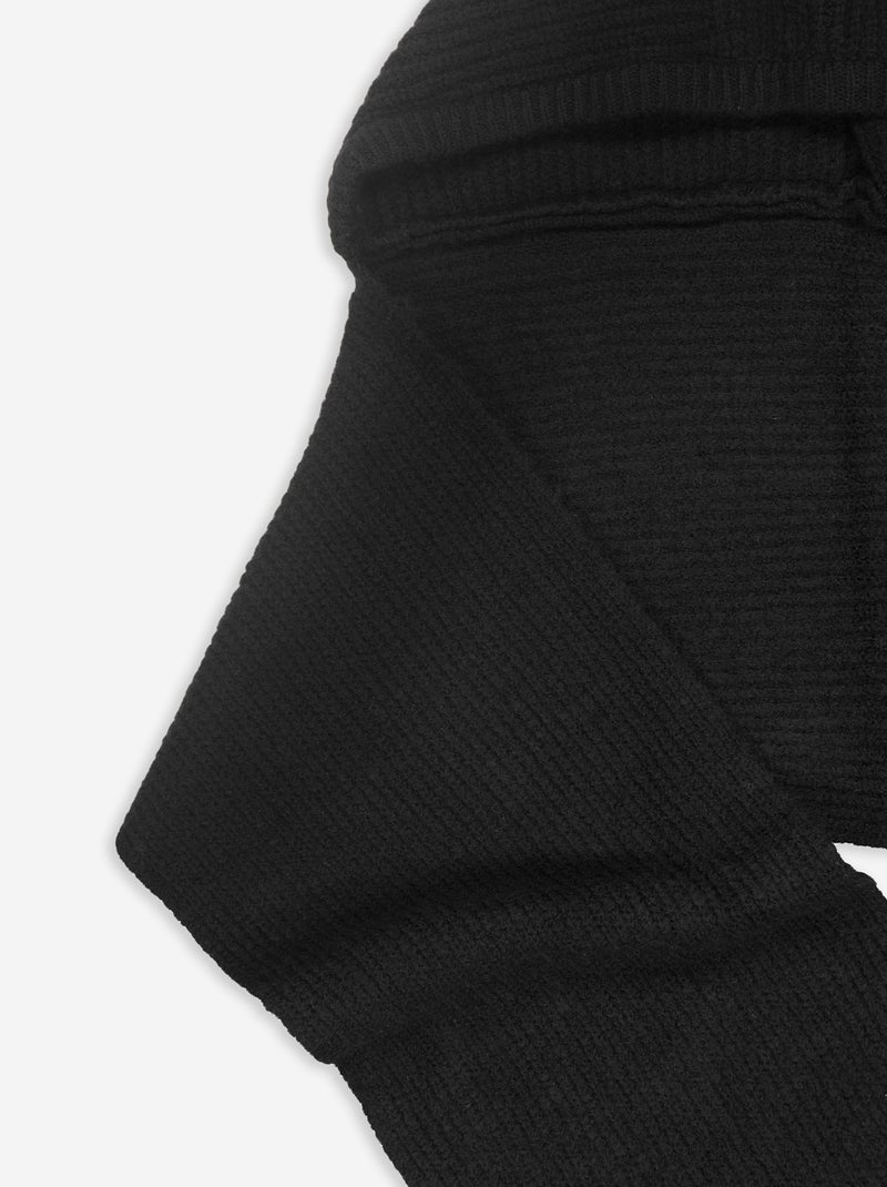 Hooded Ribbed Knit Scarf Black - Kiabi