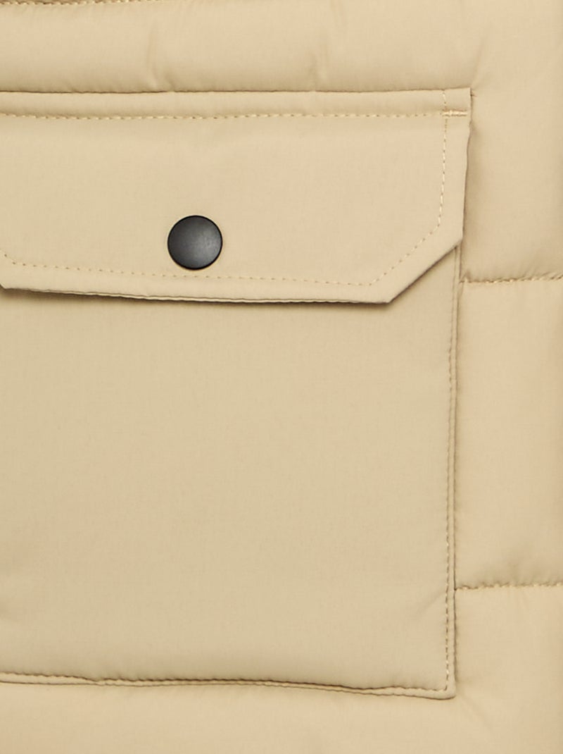 Hooded Sleeveless Puffer Jacket Beige - Kiabi
