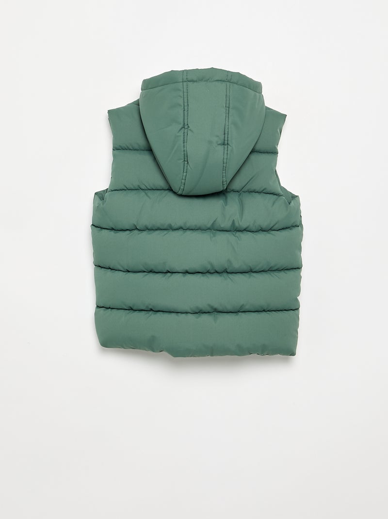 Hooded Sleeveless Puffer Jacket Green - Kiabi