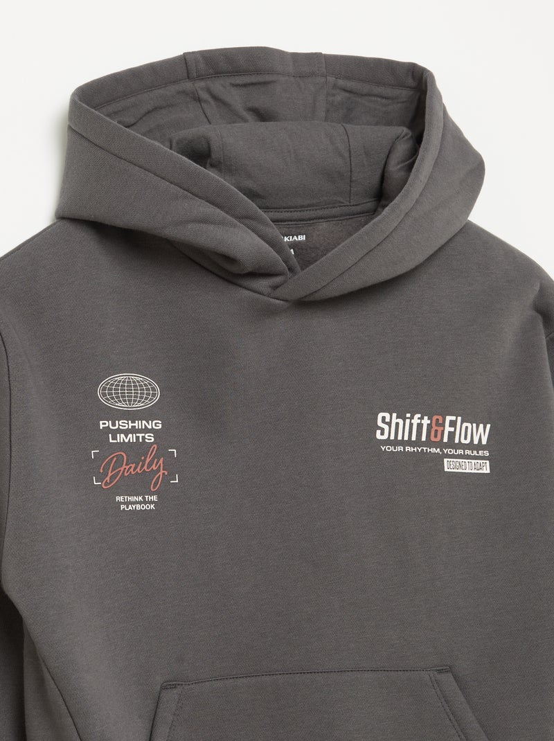 Hooded sweatshirt with kangaroo pocket Dark gray / Anthracite - Kiabi