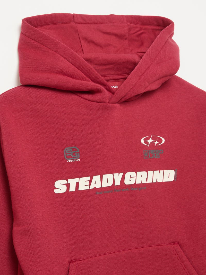 Hooded sweatshirt with kangaroo pocket Red - Kiabi