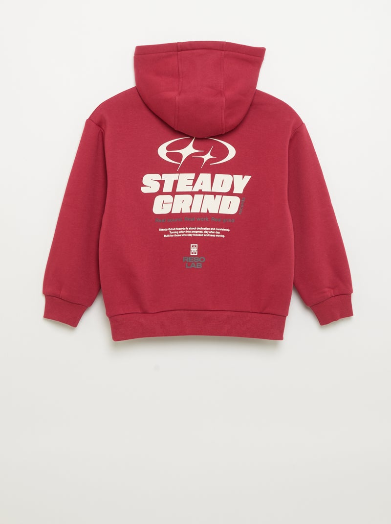 Hooded sweatshirt with kangaroo pocket Red - Kiabi