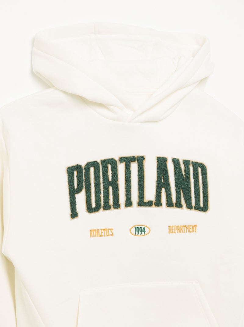 Hooded sweatshirt with kangaroo pocket White - Kiabi