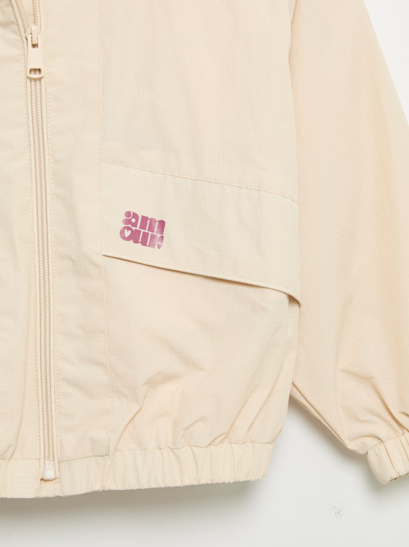 Hooded Windbreaker Jacket Beige - Kiabi