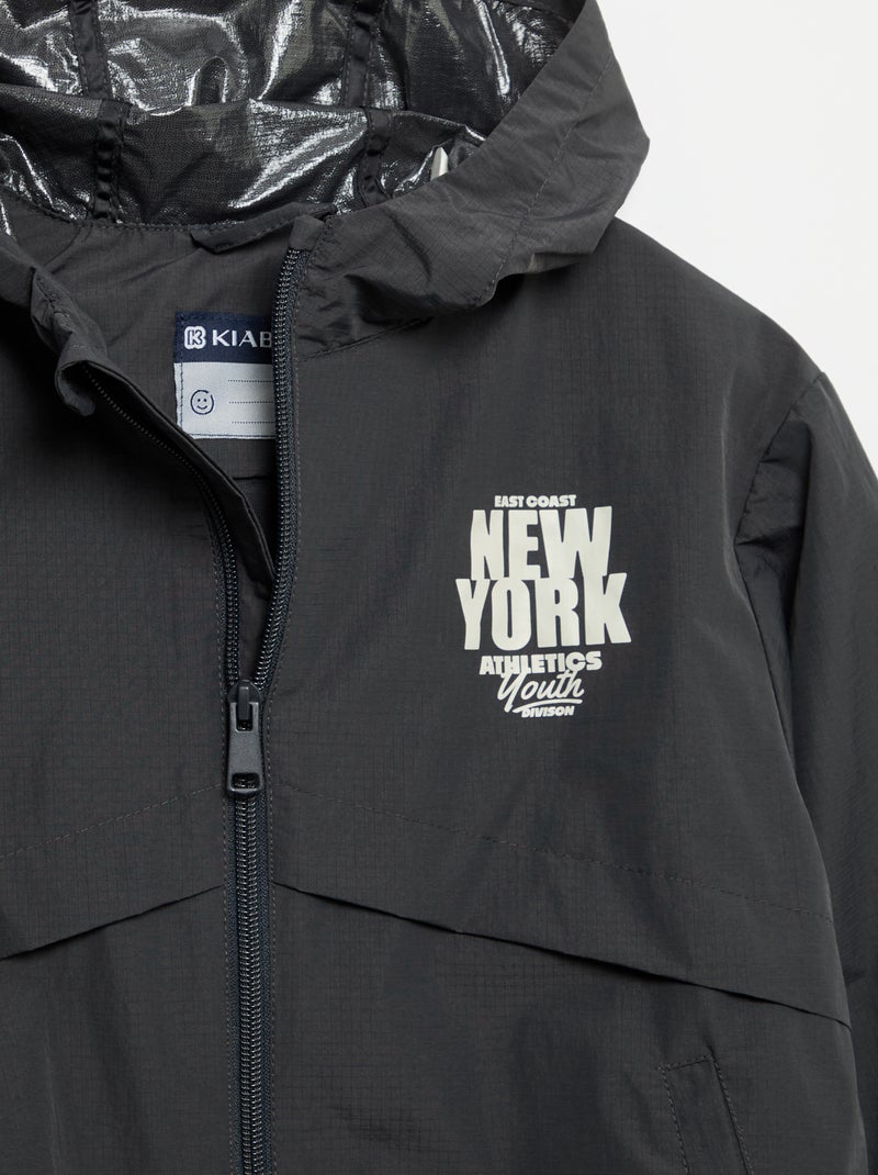 Hooded Windbreaker Jacket Black - Kiabi