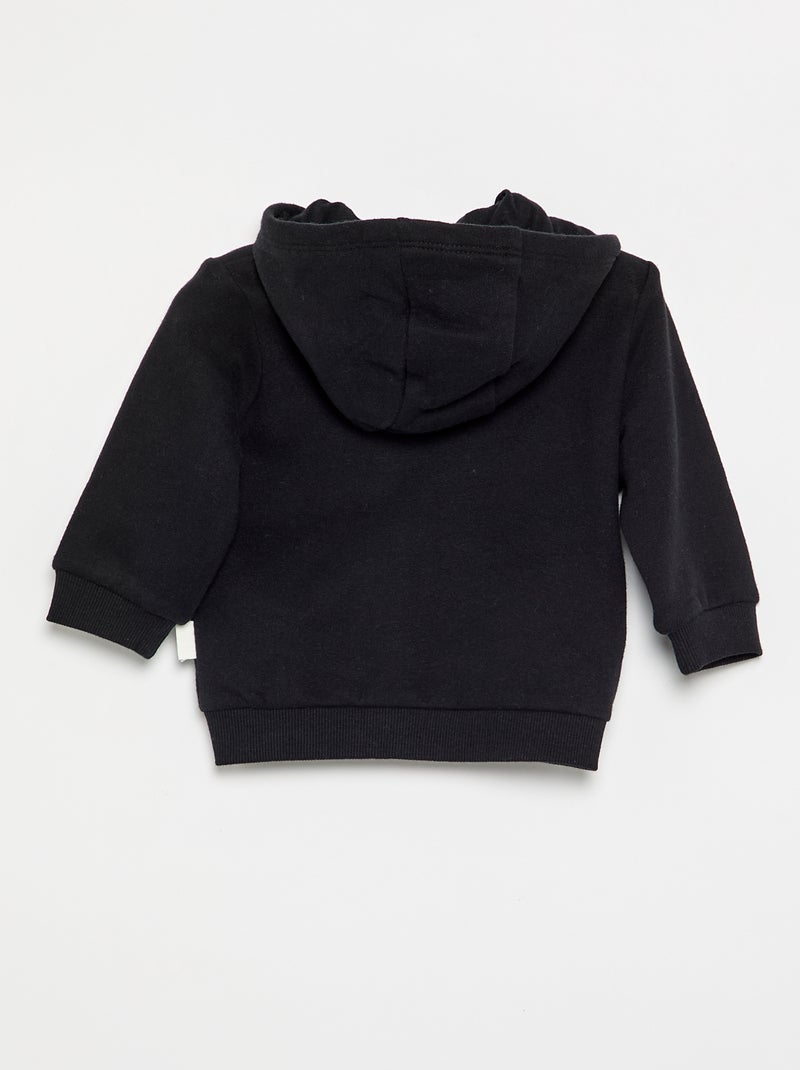 Hooded zip-up sweatshirt Black - Kiabi