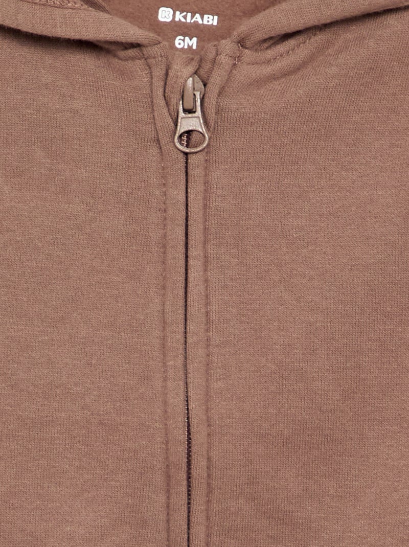 Hooded zip-up sweatshirt Brown - Kiabi