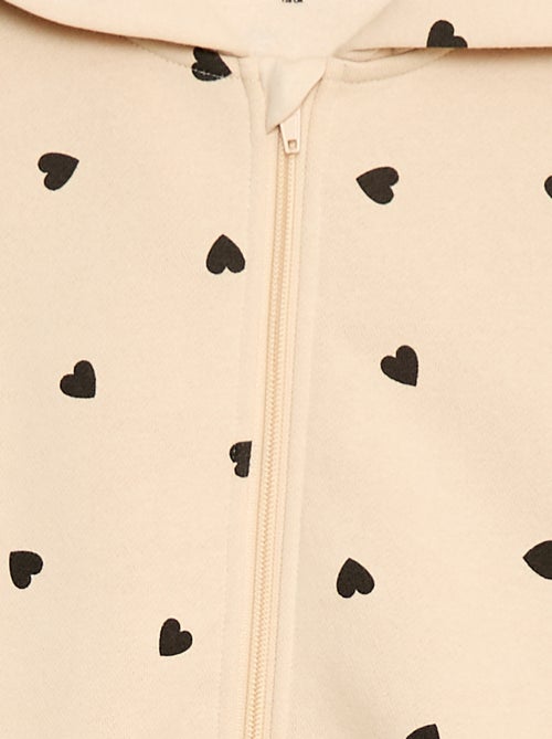 Hooded zip-up sweatshirt with all-over print - Kiabi