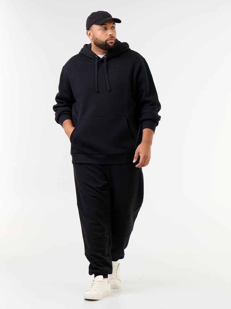 Hoodie with Kangaroo Pocket Black - Kiabi