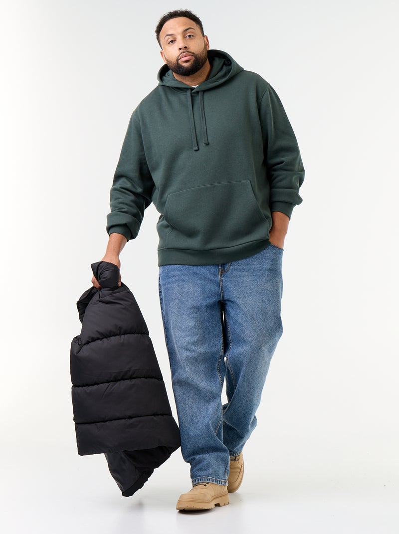 Hoodie with Kangaroo Pocket Green - Kiabi
