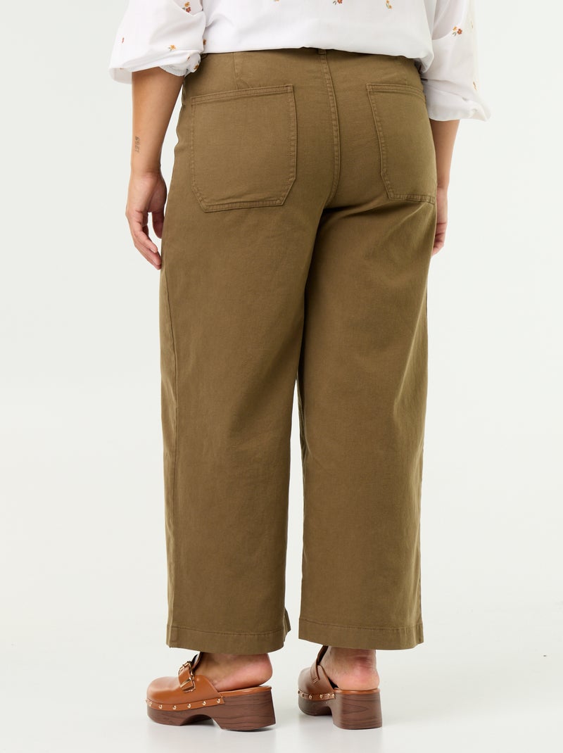 Hose mit weitem Bein / Wide Leg, normale Taille Khaki - Kiabi