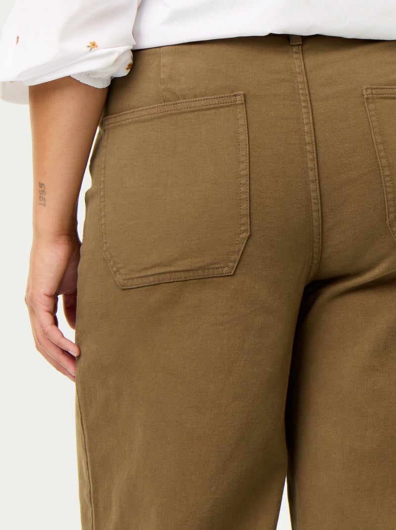 Hose mit weitem Bein / Wide Leg, normale Taille Khaki - Kiabi