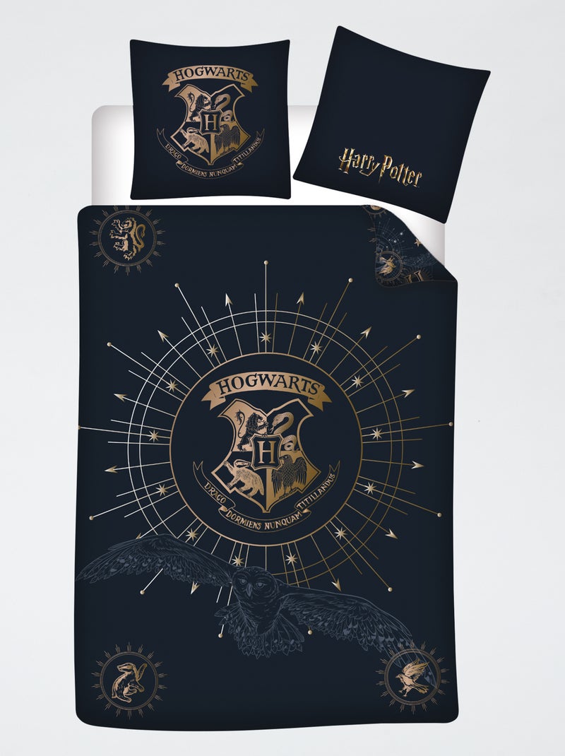 Housse de couette 'Harry potter' 140x200 cm avec oreillers Bleu - Kiabi