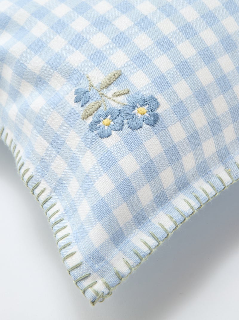 Housse de coussin brodée Bleu - Kiabi