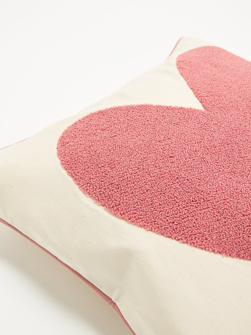 Housse de coussin carrée avec motif 'cœur' Rose - Kiabi