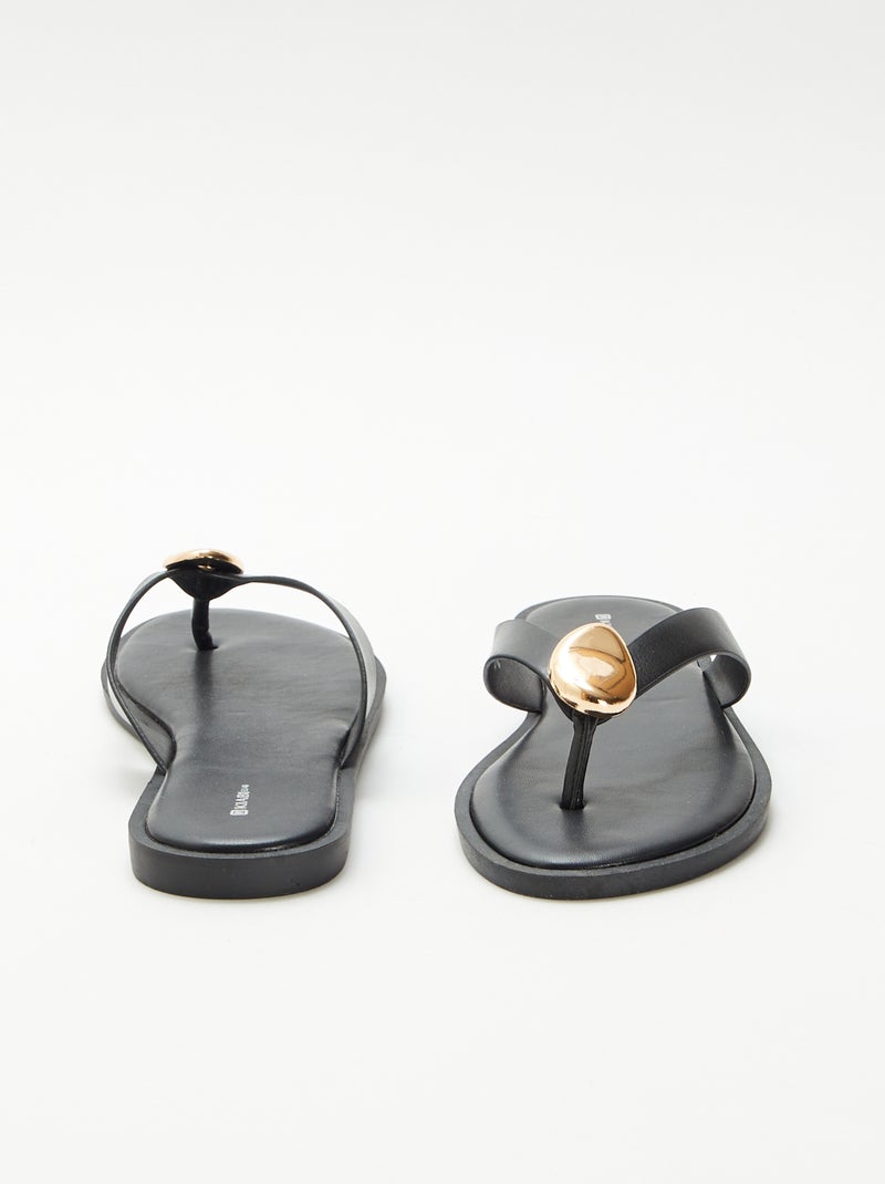 Infradito in similpelle con dettaglio metallico Nero - Kiabi