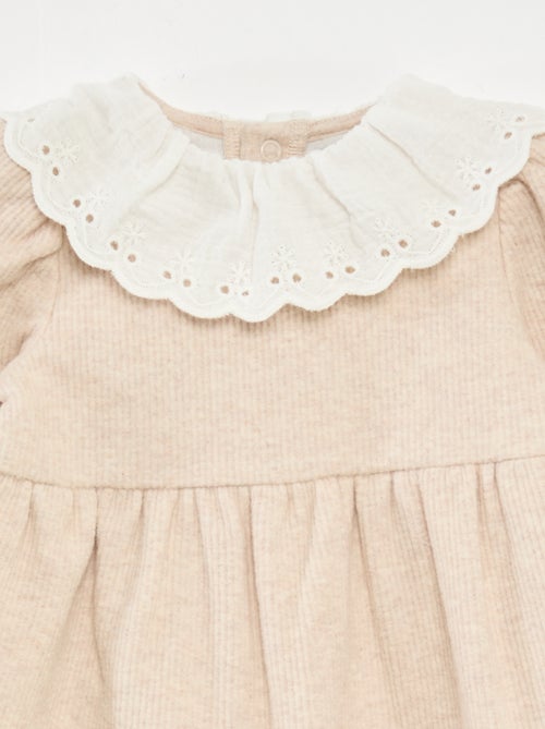Interlock Dress with Large Cotton Gauze Collar - Kiabi