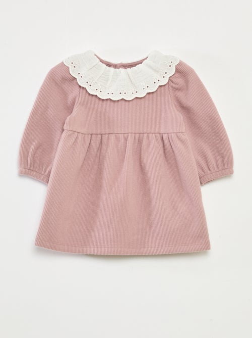 Interlock Dress with Large Cotton Gauze Collar - Kiabi