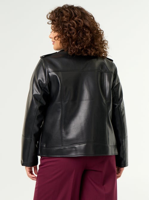 Jacke aus Kunstleder mit Reverskragen - Kiabi