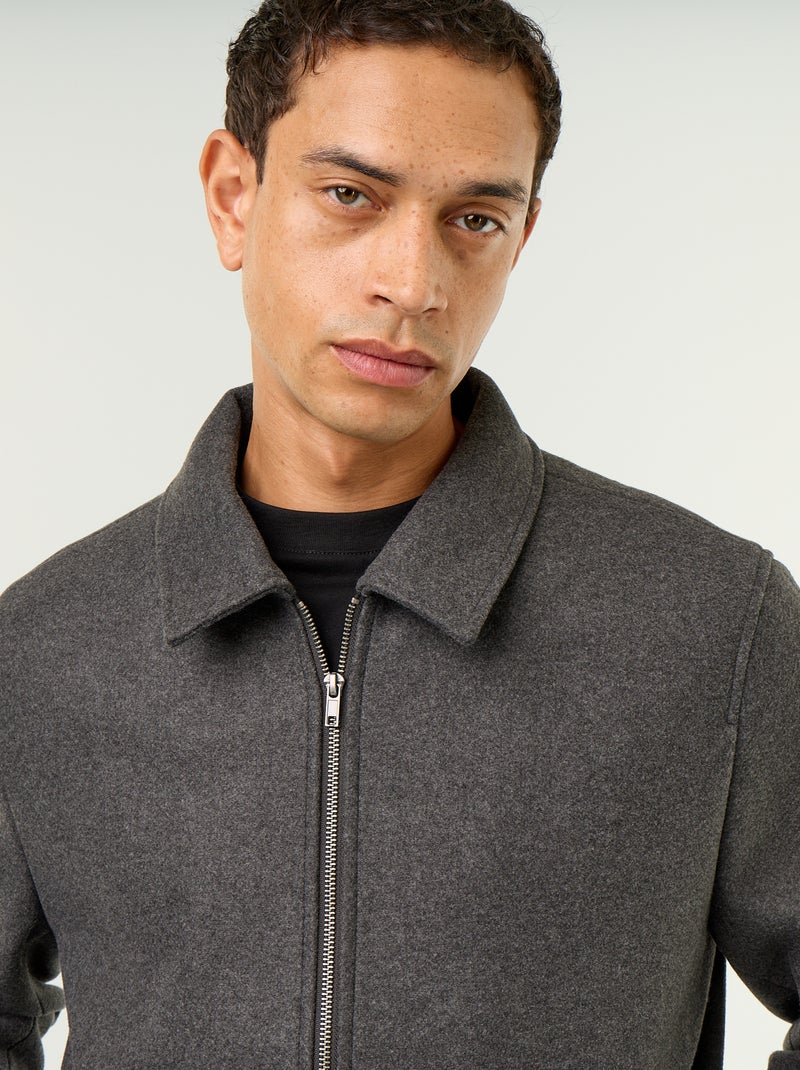 Jacke in Wolloptik mit Hemdkragen Grau - Kiabi