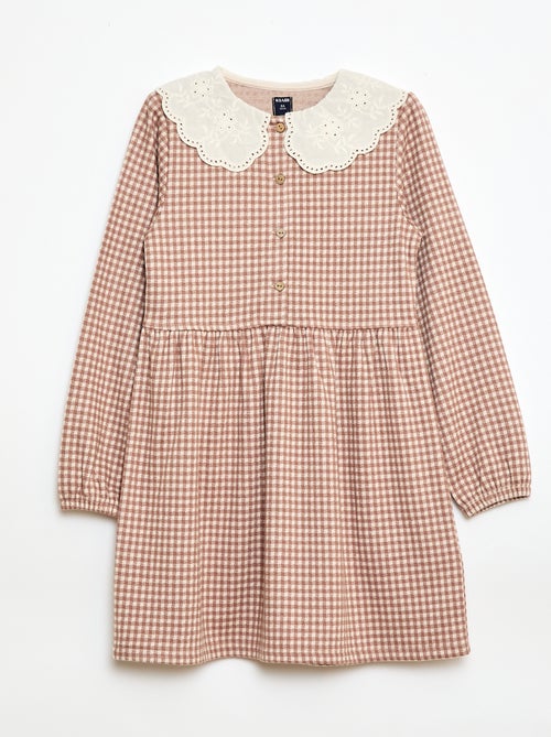 Jacquard Knit Dress with Peter Pan Collar - Kiabi Jacquard Knit Dress with Peter Pan Collar - Kiabi