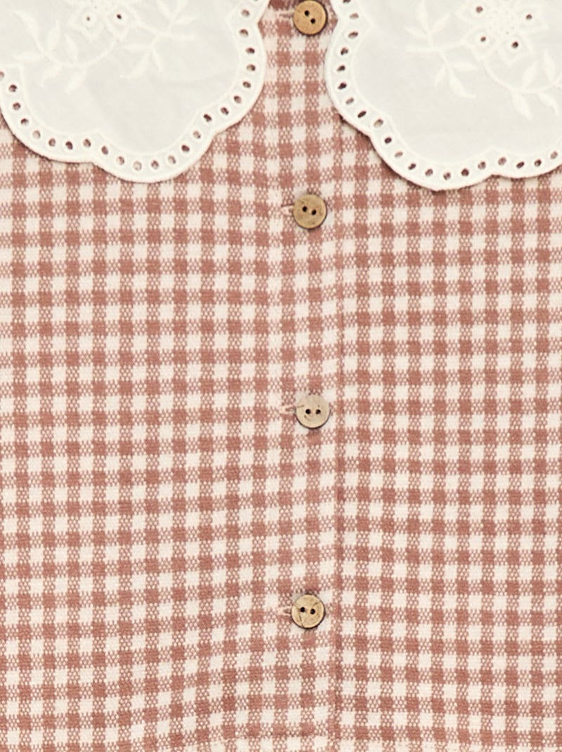 Jacquard Knit Dress with Peter Pan Collar Beige - Kiabi