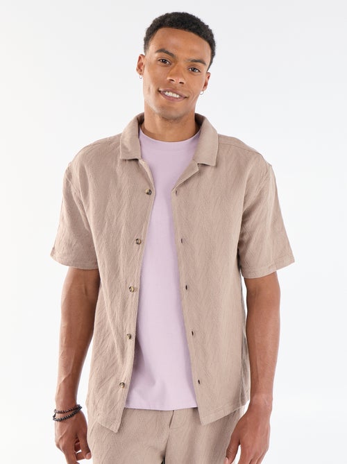 Jacquard Knit Short-Sleeve Shirt - Kiabi