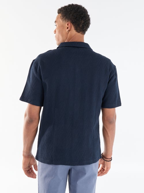Jacquard Knit Short-Sleeve Shirt - Kiabi Jacquard Knit Short-Sleeve Shirt - Kiabi