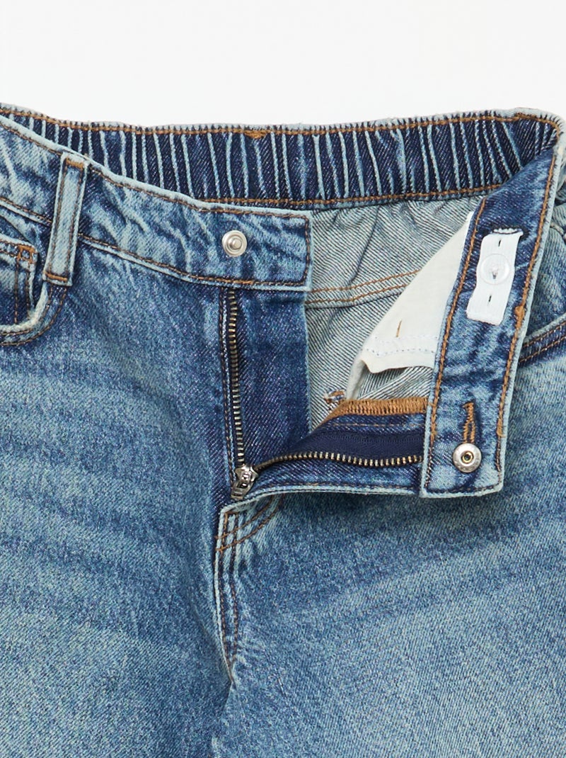 Jean baggy uni 5 poches Bleu - Kiabi