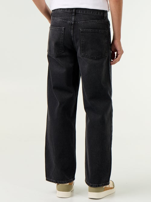 Jean baggy uni avec empiècements fantaisies - Kiabi