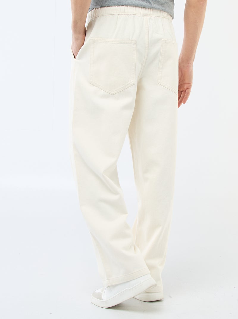 Jean coupe large avec taille élastiquée Blanc - Kiabi