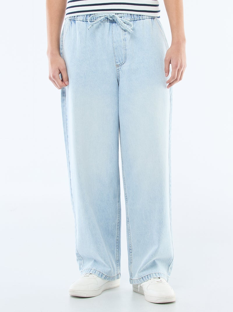 Jean coupe large avec taille élastiquée Bleu - Kiabi